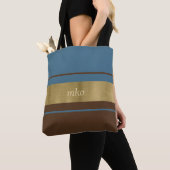 Tote Bag Bleu doux et Brown (De près)