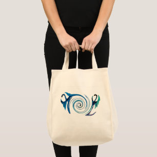 Tote Bag Bleu Dragons tourbillonner animal mythique