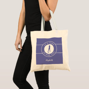 Tote Bag Bleu Drôle Golfeur Sur Tee Temps Golf Mignon