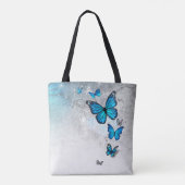 Tote Bag Bleu et argent Aquarelle papillons (Dos)