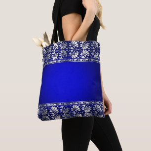 Tote Bag Bleu et argent élégant