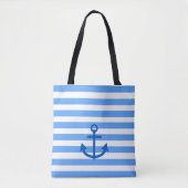 Tote Bag Bleu et blanc Ancre (Devant)