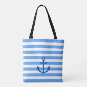 Tote Bag Bleu et blanc Ancre (Dos)