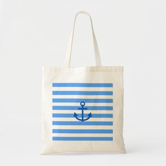 Tote Bag Bleu et blanc Ancres marines (Devant)