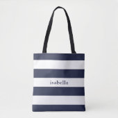 Tote Bag Bleu et blanc avec nom (Devant)