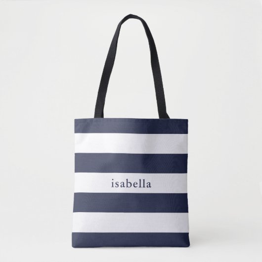 Tote Bag Bleu et blanc avec nom (Devant)