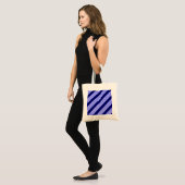 Tote Bag Bleu et blanc cinq bandes motif (Devant (modèle))