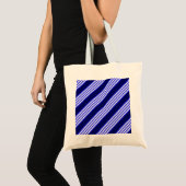 Tote Bag Bleu et blanc cinq bandes motif (Devant (produit))