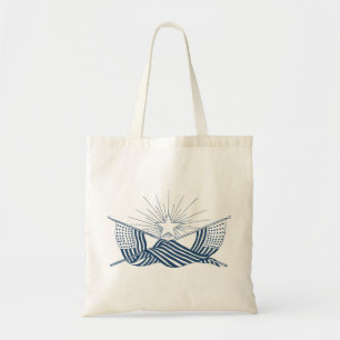 Tote Bag Bleu et blanc drapeaux Vintages américains avec ét