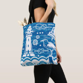 Tote Bag Bleu et blanc marine (De près)