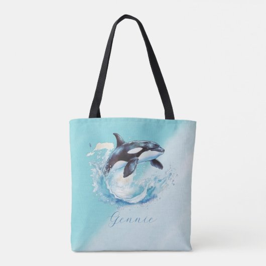 Tote Bag Bleu et blanc Ocra Ocean Beach Nautique (Dos)