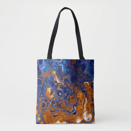 Tote Bag Bleu et cuivre Art moderne Abstrait (Devant)