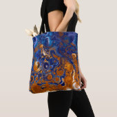 Tote Bag Bleu et cuivre Art moderne Abstrait (De près)