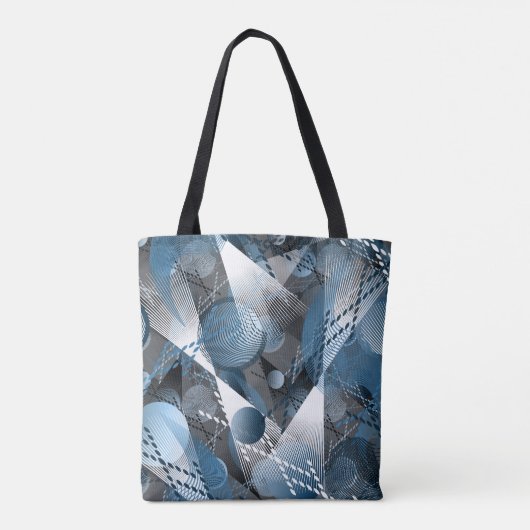 Tote Bag Bleu et gris. Résumé. (Dos)