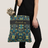 Tote Bag Bleu et Jaune Modernes (De près)