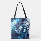 Tote Bag Bleu et Marbre blanc Fluid Art (Dos)