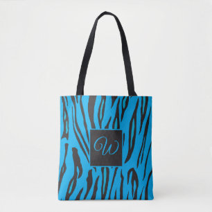 Tote Bag Bleu et noir Tigre Monogramme