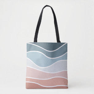 Tote Bag Bleu et rose style rétro vagues design