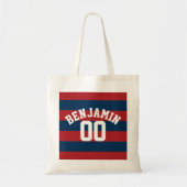 Tote Bag Bleu et rouge de la Marine Rugby Numéro de nom (Devant)
