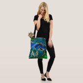 Tote Bag Bleu et vert Peacock Faux Parties scintillant Agat (Sur le modèle)