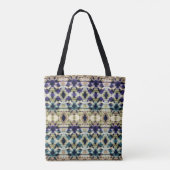 Tote Bag Bleu ethnique, ikat beige  (Dos)