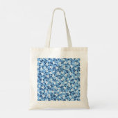 Tote Bag Bleu, Fleurs blanches : Vintage (Dos)