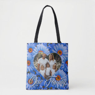 Tote Bag Bleu floral bleu tournesol bleu marguerites photo