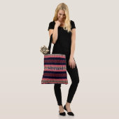 Tote Bag Bleu foncé rose et vert (Sur le modèle)
