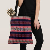Tote Bag Bleu foncé rose et vert (De près)