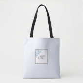 Tote Bag Bleu français Fleur de Lis Script Monogramme (Devant)