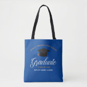 Tote Bag Bleu Graduation Personnalisée Cadeau Diplômé 2023 (Devant)