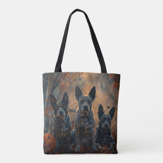 Tote Bag Bleu Heeler Halloween nuit chien délice (Dos)