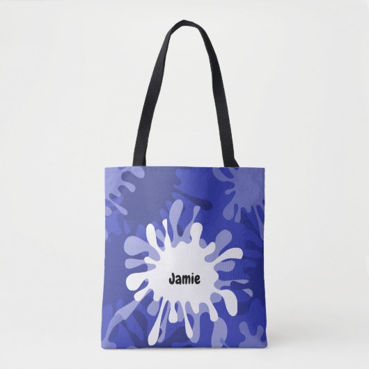 Tote Bag Bleu irrégulier Nom de la plaque de peinture (Devant)