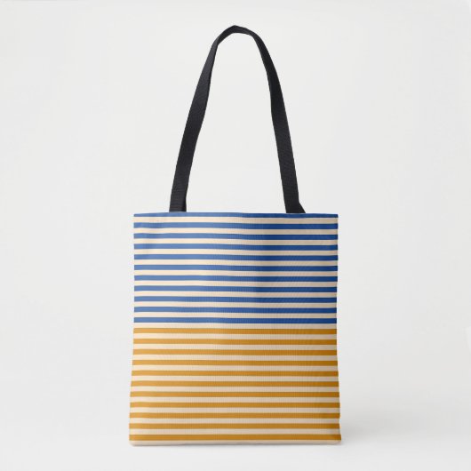 Tote Bag Bleu jaune bande (Devant)