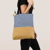 Tote Bag Bleu jaune bande (De près)