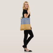 Tote Bag Bleu jaune bande (Sur le modèle)