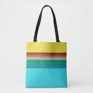 Tote Bag Bleu jaune Multicolor Motif rayé