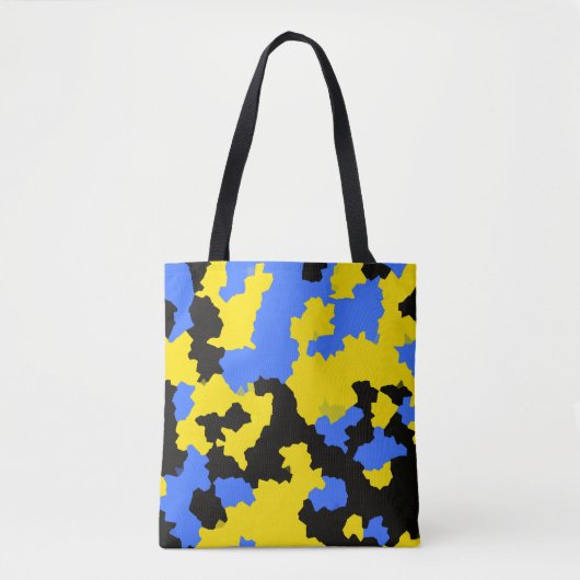Tote Bag Bleu Jaune Noir Conception abstraite (Devant)