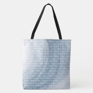 Tote Bag Bleu Je suis un enfant de Dieu Aquarelle