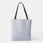 Tote Bag Bleu mandala vagues motif sur fond blanc (Dos)