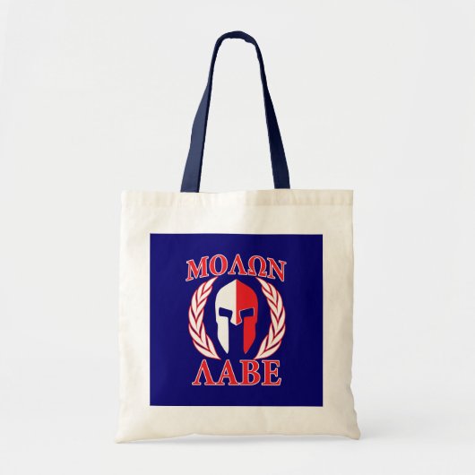 Tote Bag Bleu marine spartiate de lauriers de masque de (Devant)