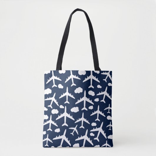 Tote Bag Bleu mignon avion volant conception motif (Devant)