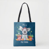 Tote Bag Bleu mignon C'est un cochon (Devant)