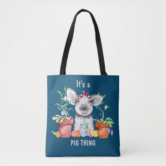 Tote Bag Bleu mignon C'est un cochon (Devant)