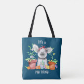 Tote Bag Bleu mignon C'est un cochon (Dos)