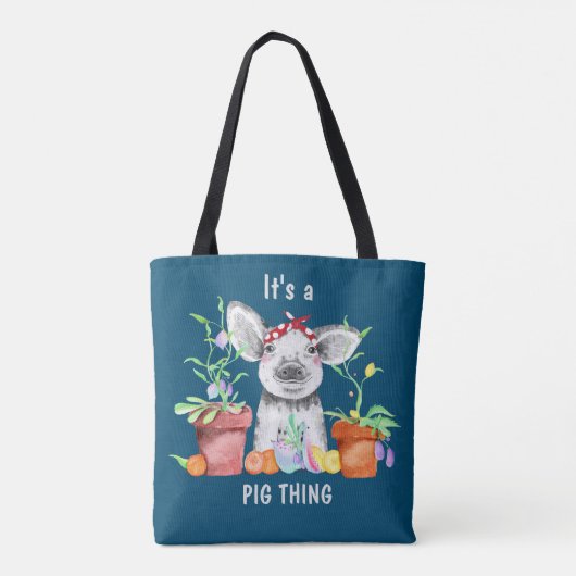 Tote Bag Bleu mignon C'est un cochon (Dos)