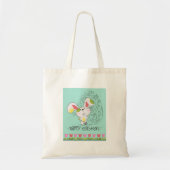 Tote Bag Bleu mignon Joyeux lapin de Pâques (Devant)