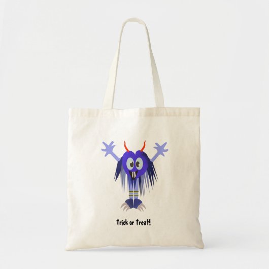Tote Bag Bleu mignon monstre Trick ou Treat (Devant)