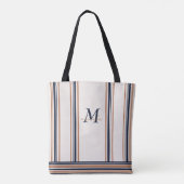 Tote Bag Bleu moderne et blanc or Grandes bandes longues (Dos)