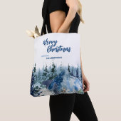 Tote Bag Bleu Moderne Merry xmas arbres forêt pludeer (De près)